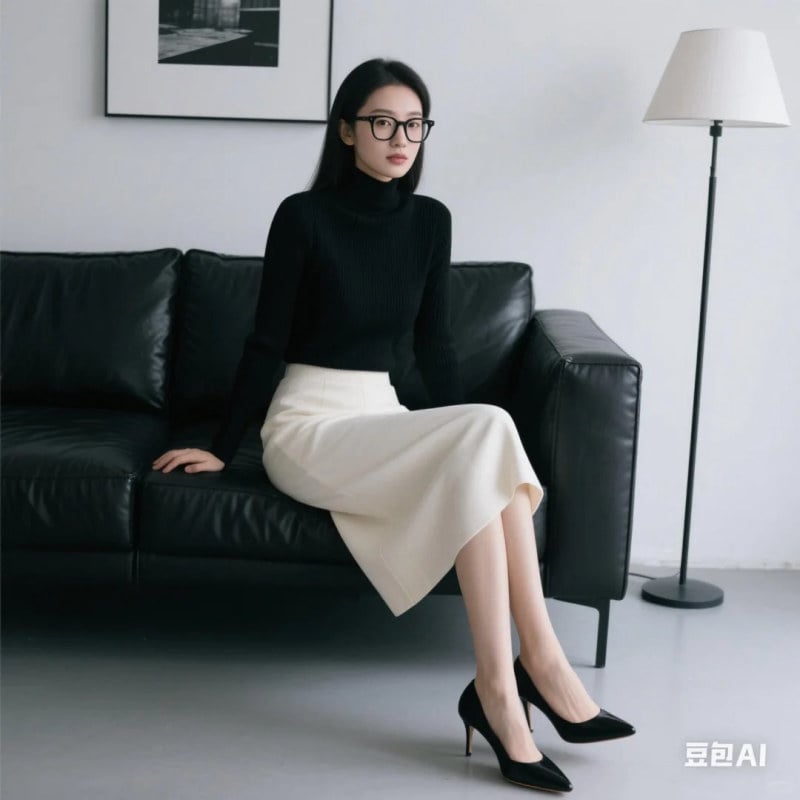 chân váy màu kem phối với áo gì