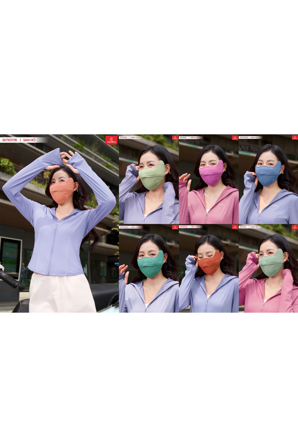Khẩu trang chống nắng Cardina chất liệu icetext thiết kế tai thỏ ngăn UV lọc không khí