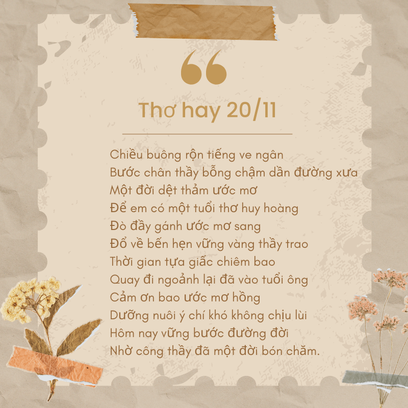 lời chúc thầy cô 20/11
