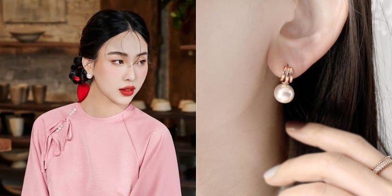 Mặc áo dài đeo bông tai ngọc trai