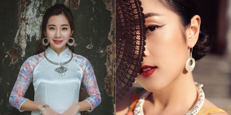 Mặc áo dài đeo bông tai bạc