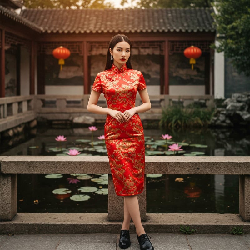mặc sườn xám đi giày gì
