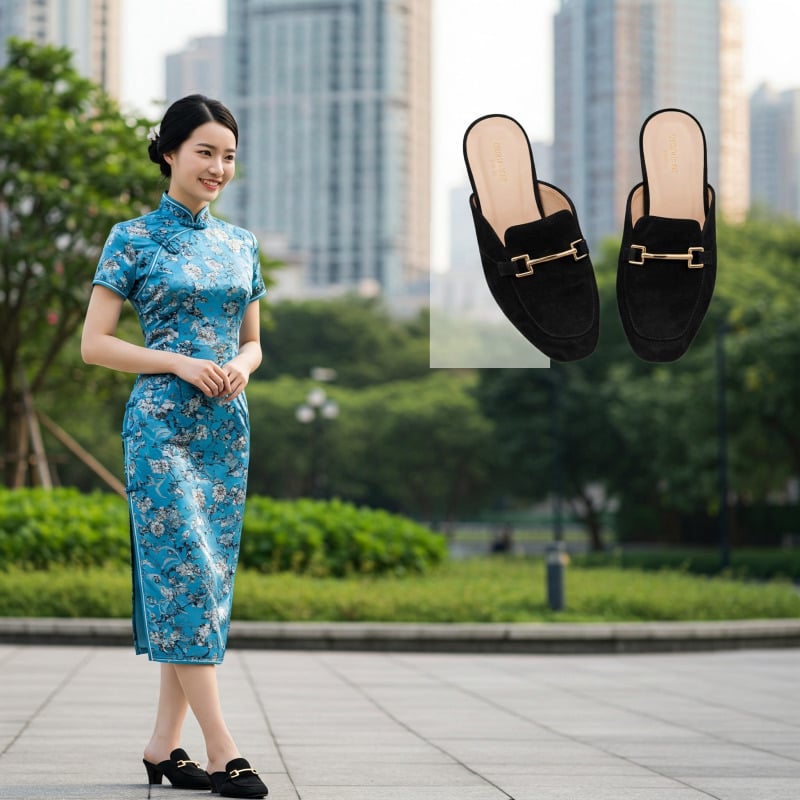 mặc sườn xám đi giày gì