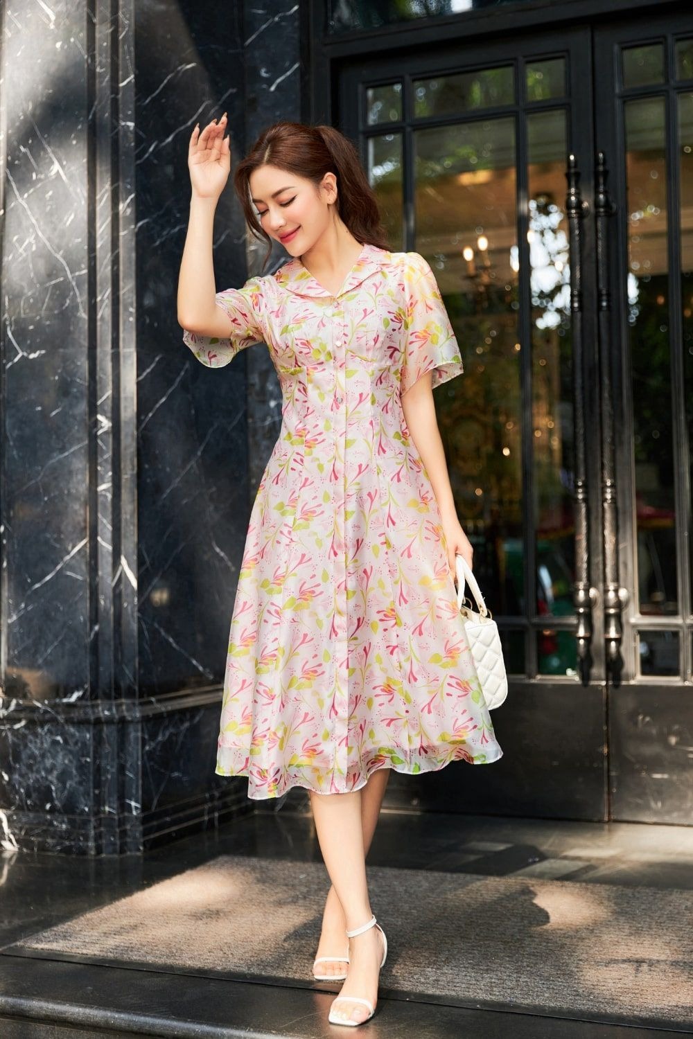 Mẫu đầm sơ mi suông Hàn Quốc