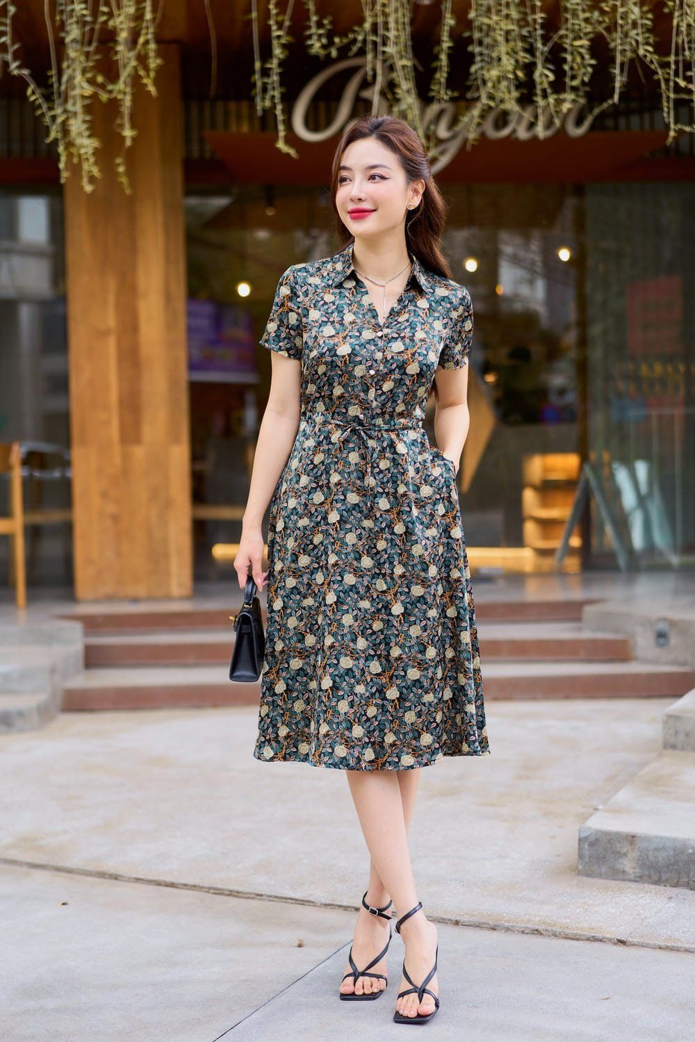 Mẫu đầm sơ mi suông Hàn Quốc