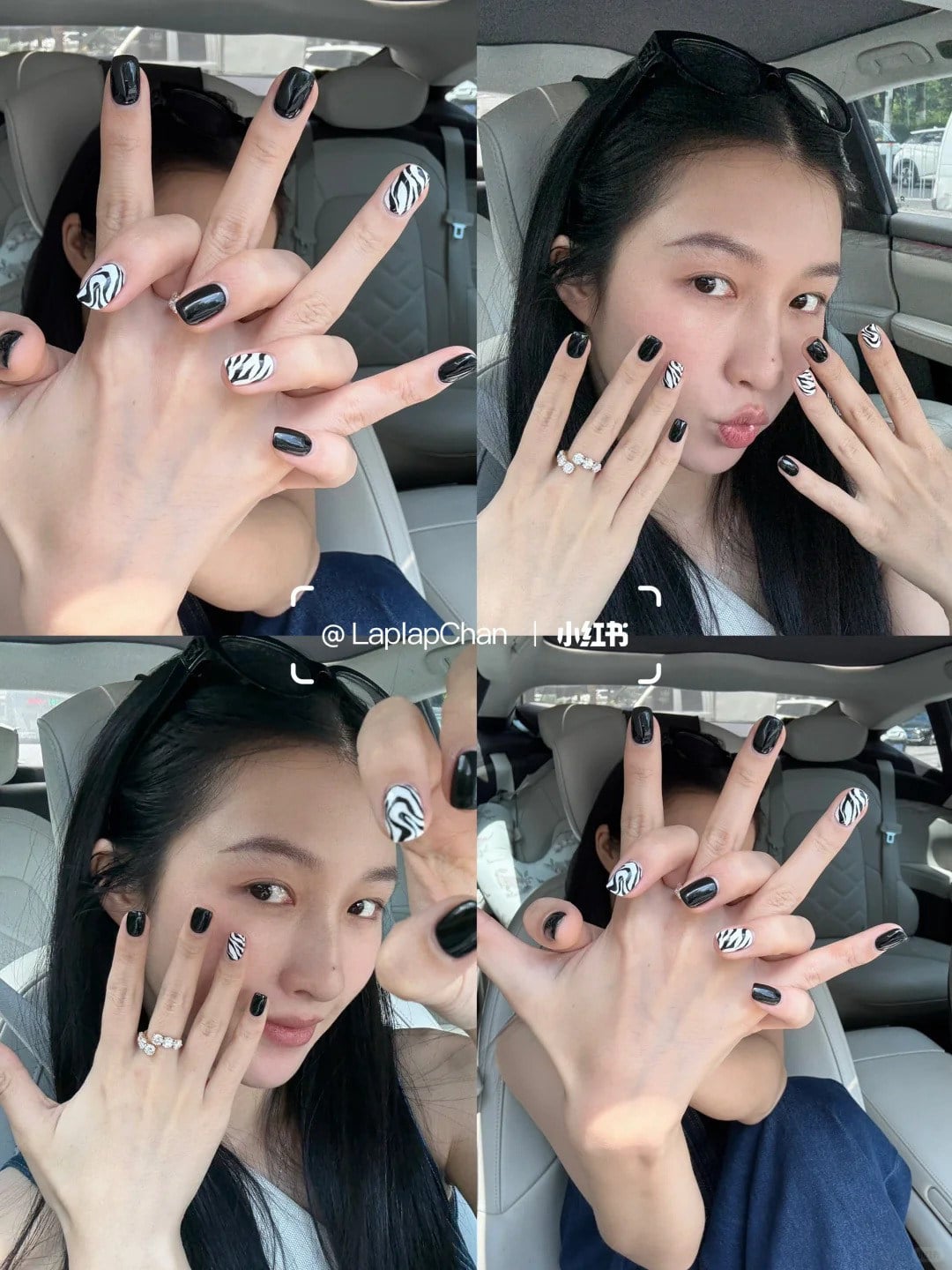 mẫu nail đen trắng
