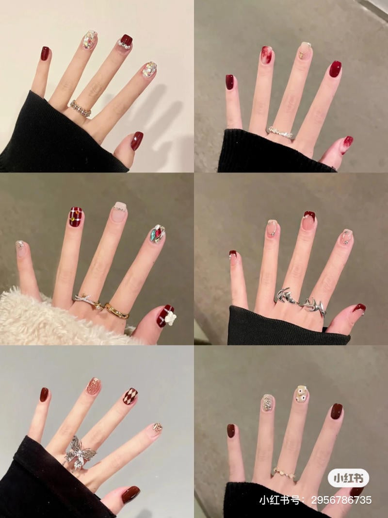 nail tết đỏ