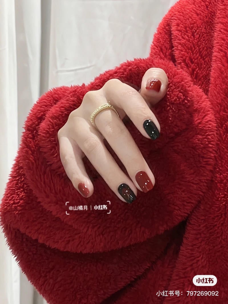 nail tết đỏ