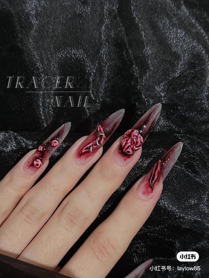 Spooky Red Halloween Nails Design For Beginner | Con Ma Lửa Hoa Hồng Chi  Tiết Dễ | Youtube New Nails - YouTube