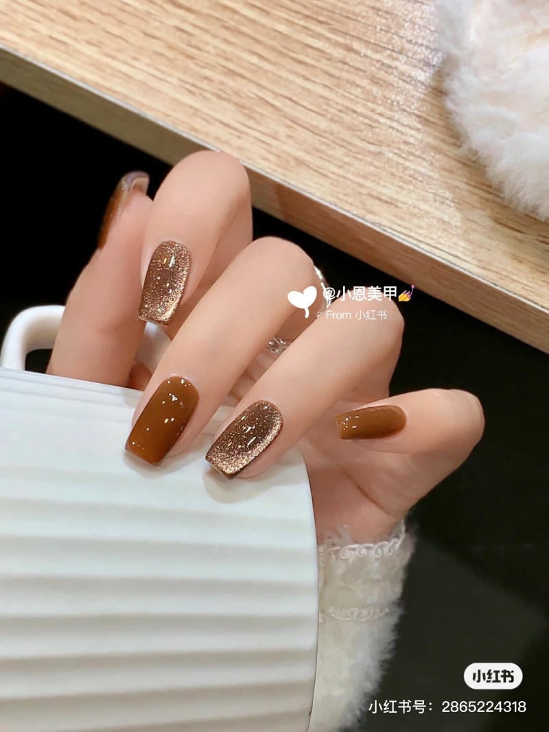 Mẫu nail mắt mèo đơn giản