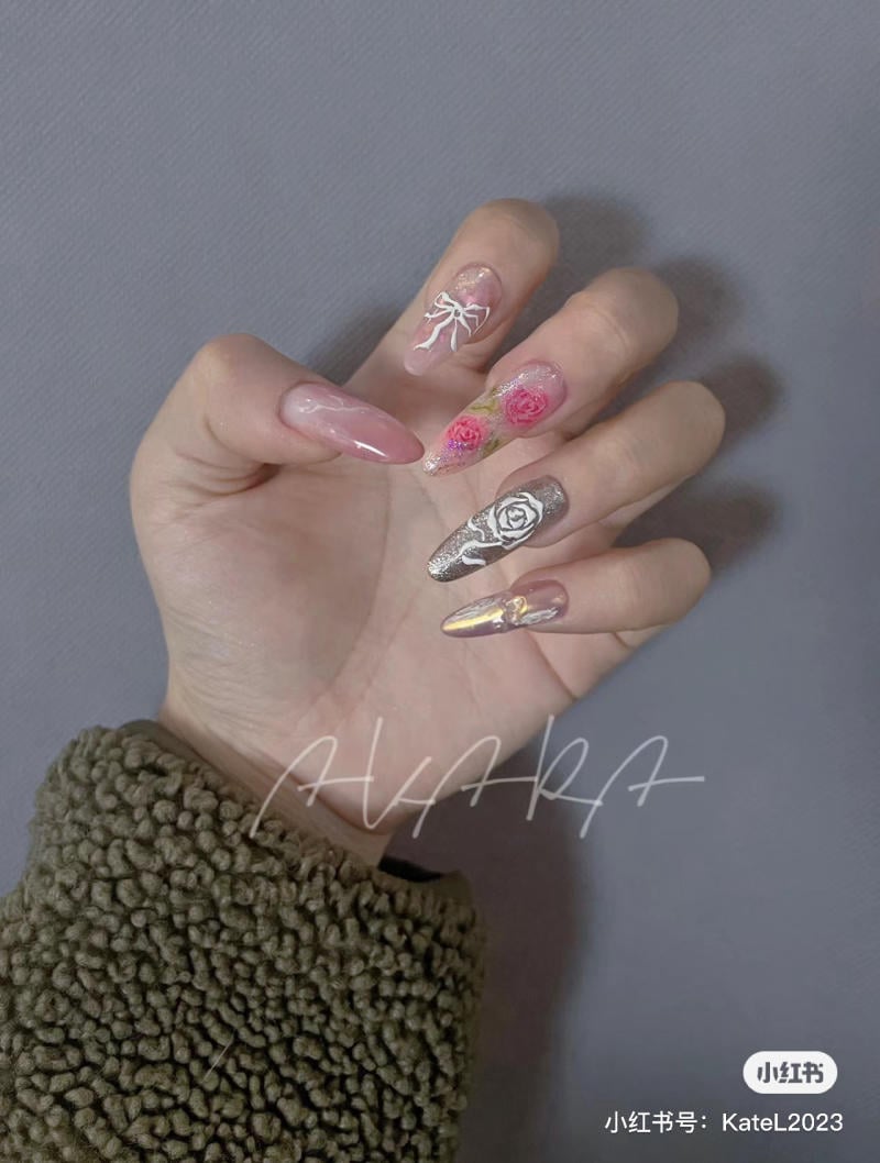 mẫu nail nhọn tròn