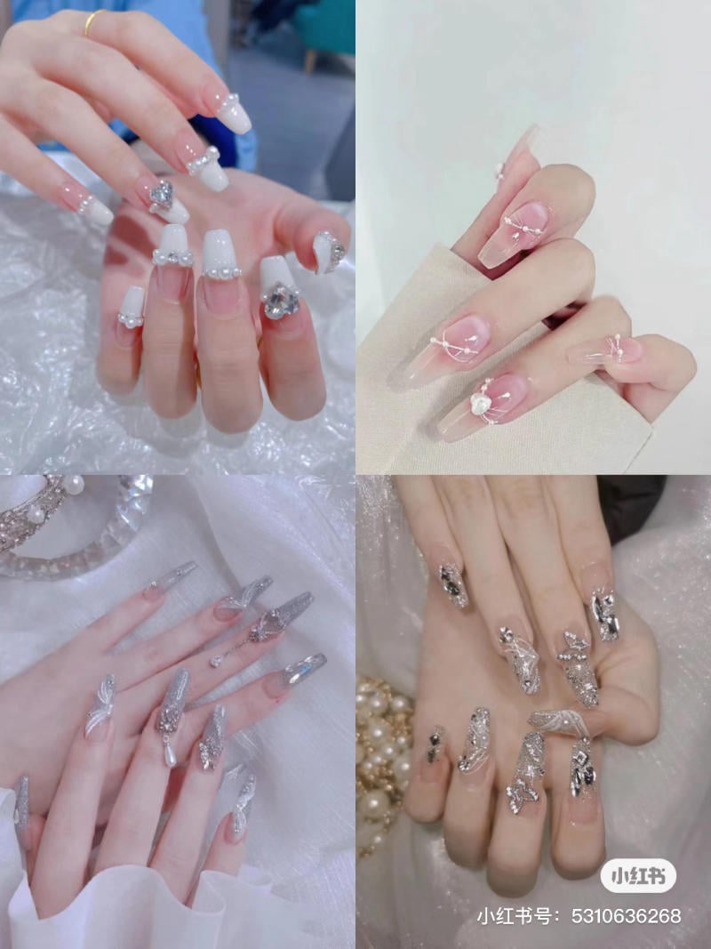 13 mẫu nails cô dâu đơn giản 