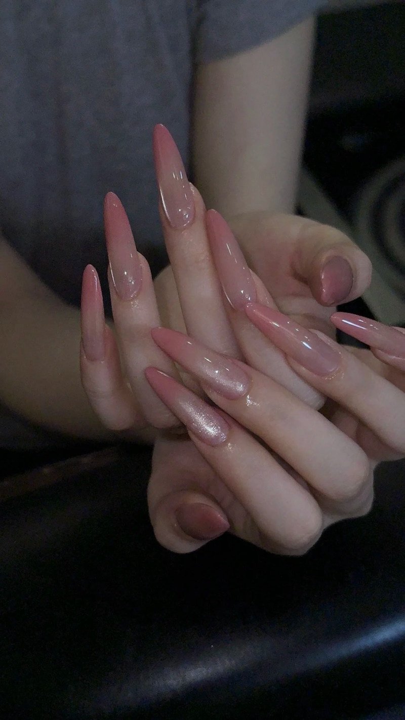 nail màu hồng thạch