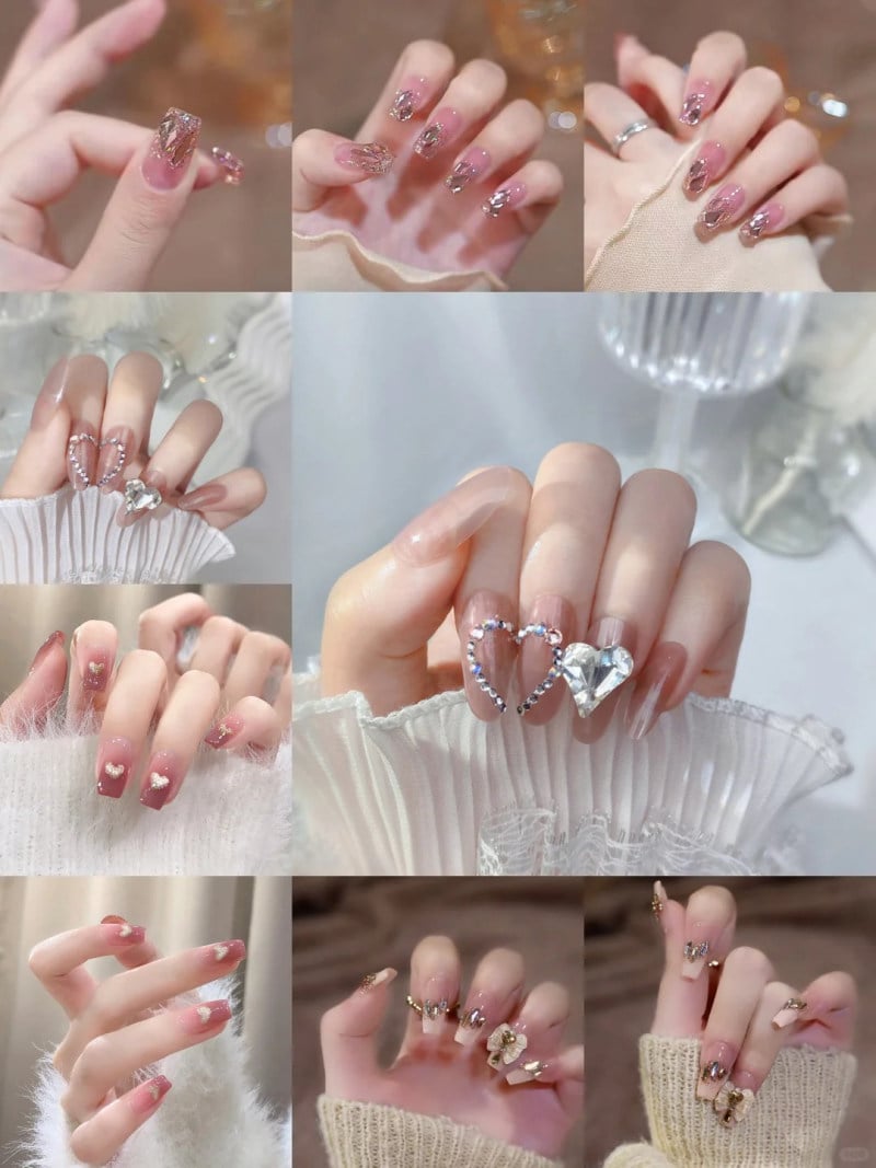 nail màu hồng thạch
