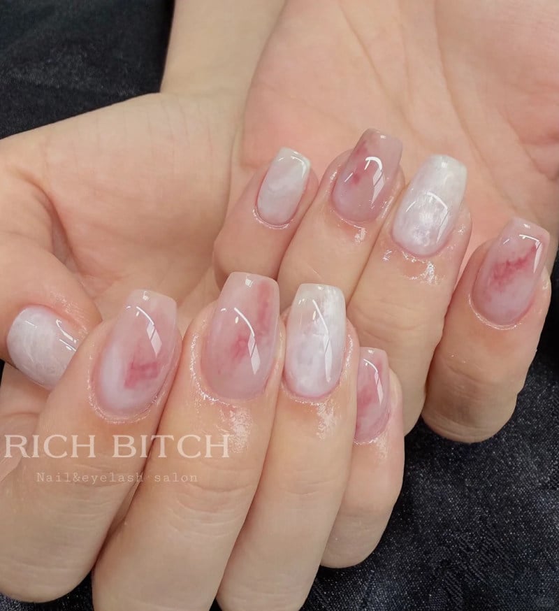 nail màu hồng thạch