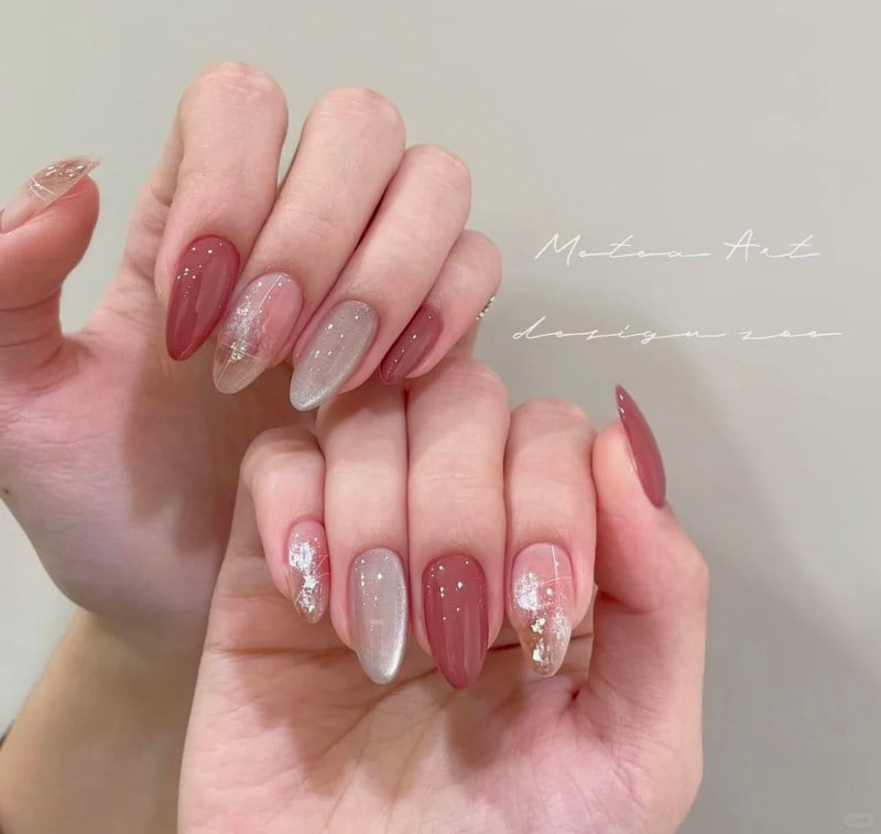nail màu hồng thạch