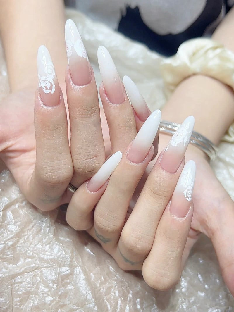 nail màu hồng thạch