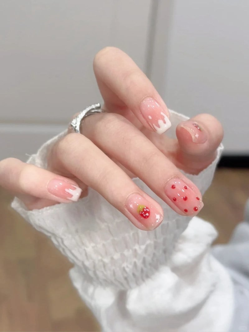 nail màu hồng thạch