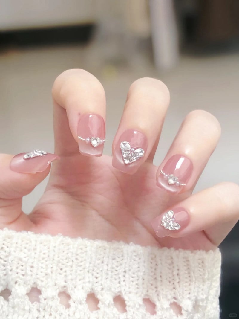 nail màu hồng thạch