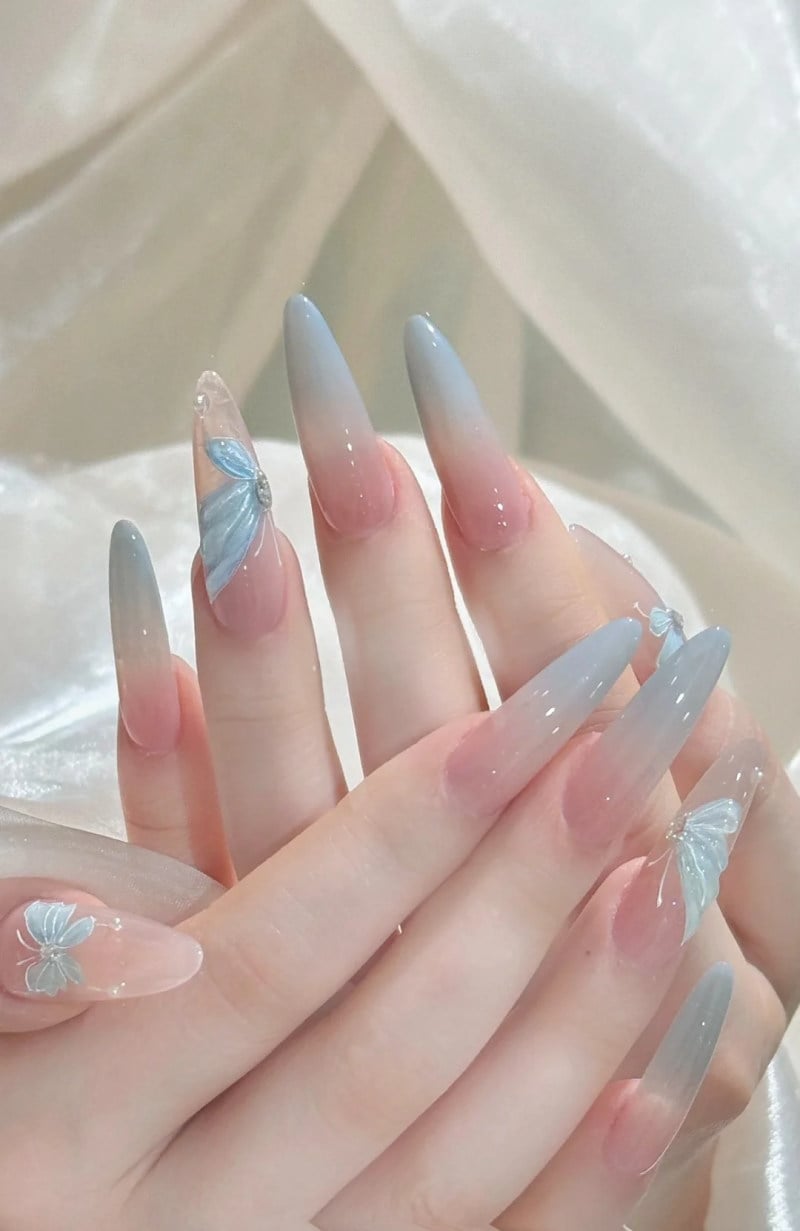 nail màu hồng thạch