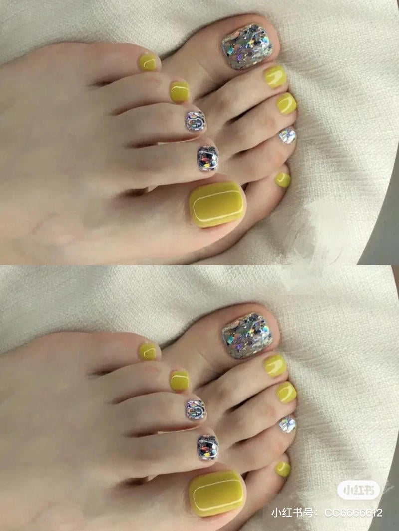 Móng chân Nail box thiết kế màu vàng cam họa tiết múi cam | Lazada.vn