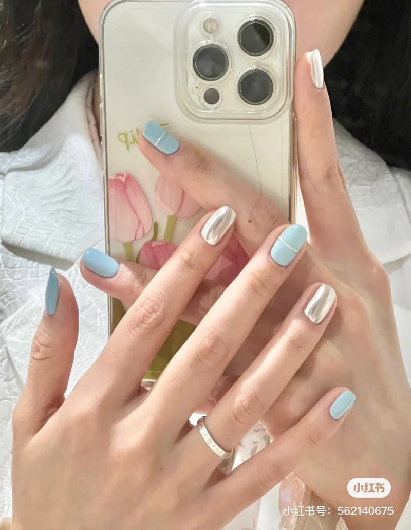 nail blue color dương nhạt