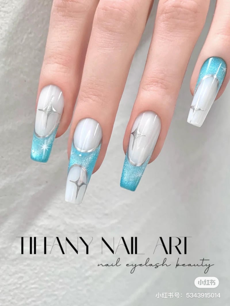 nail blue color dương nhạt