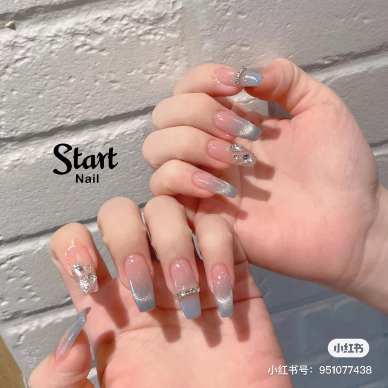 nail blue color dương nhạt