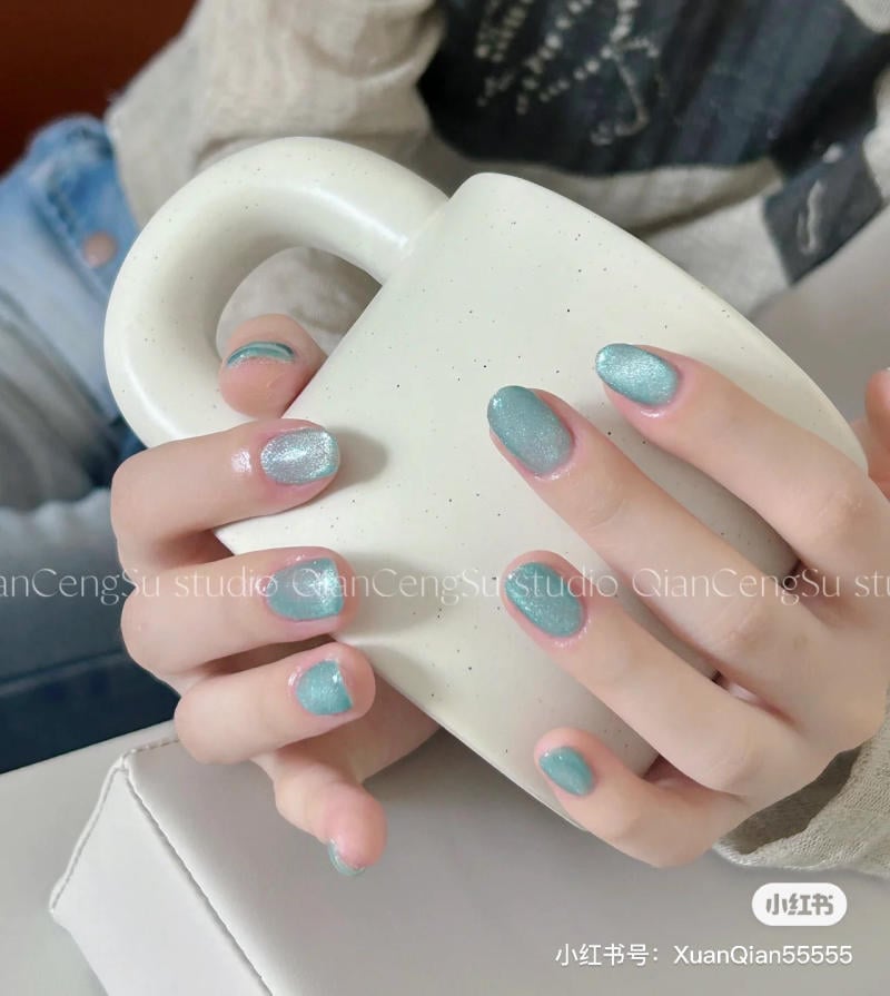 nail blue color dương nhạt