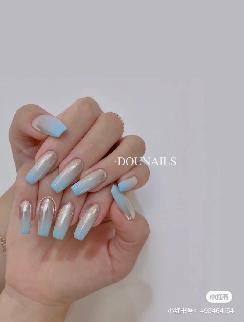 nail blue color dương nhạt