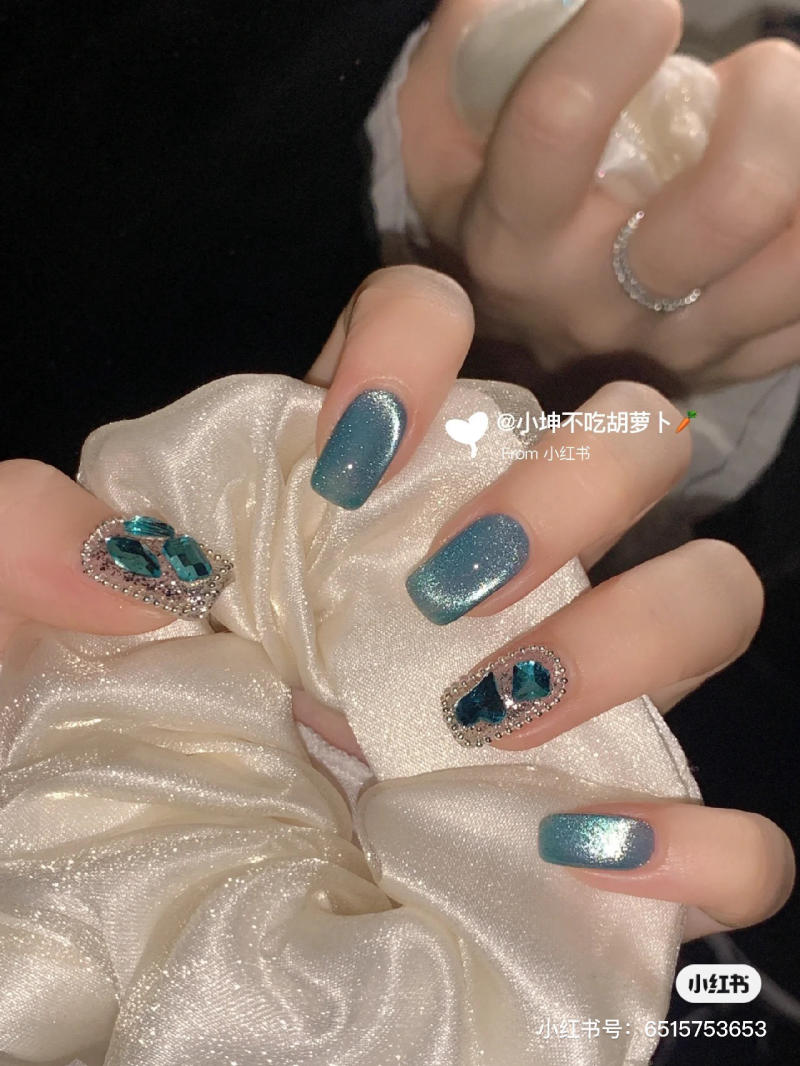 nail blue color dương nhạt