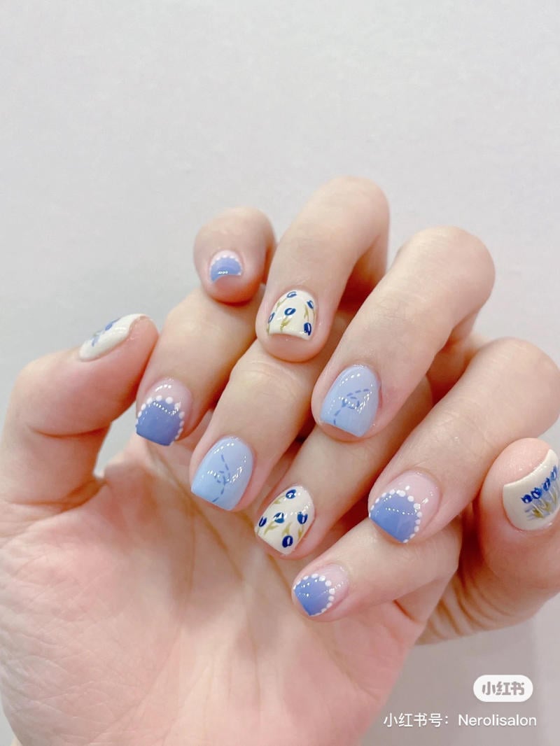 nail blue color dương nhạt