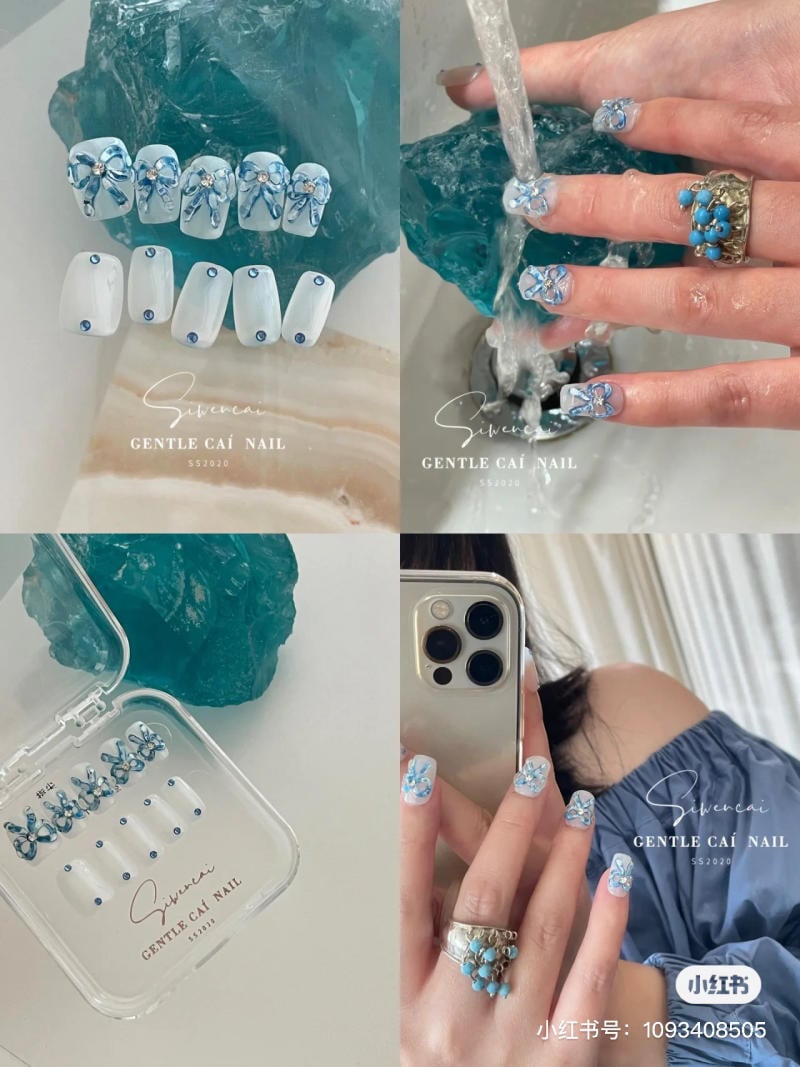 nail blue color dương nhạt