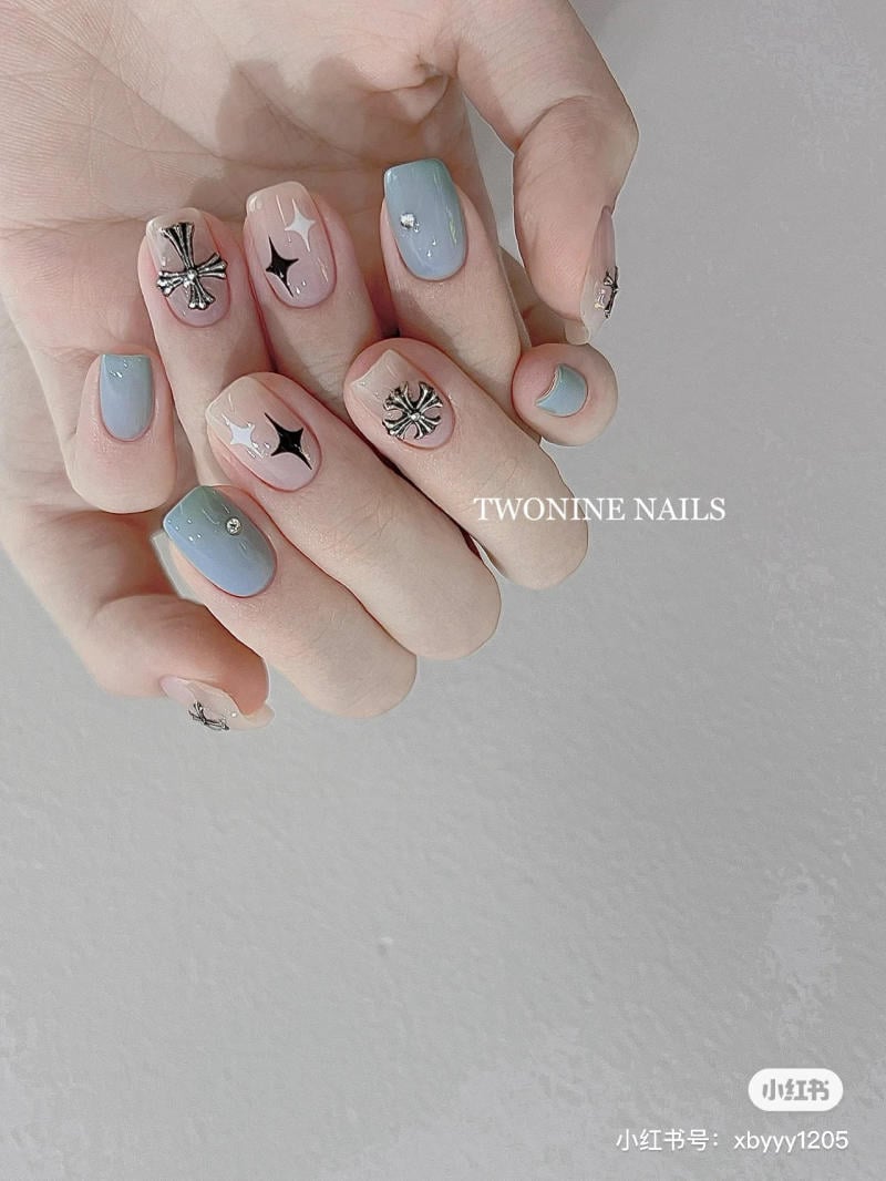 nail blue color dương nhạt