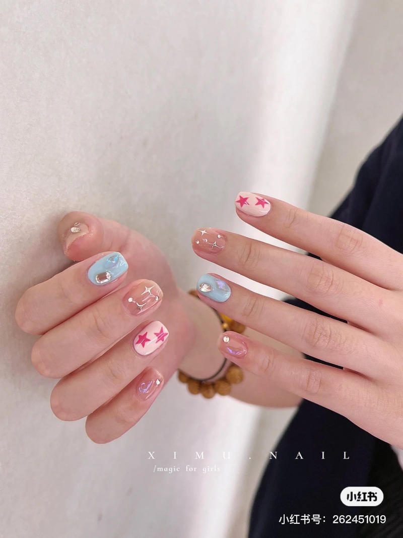 nail blue color dương nhạt