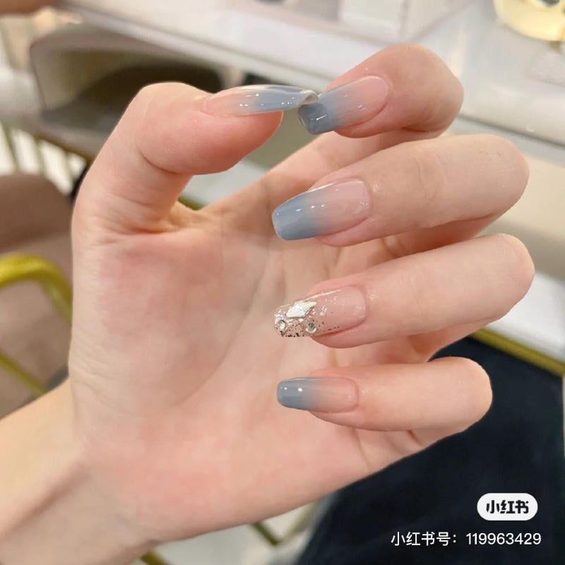 nail blue color dương nhạt