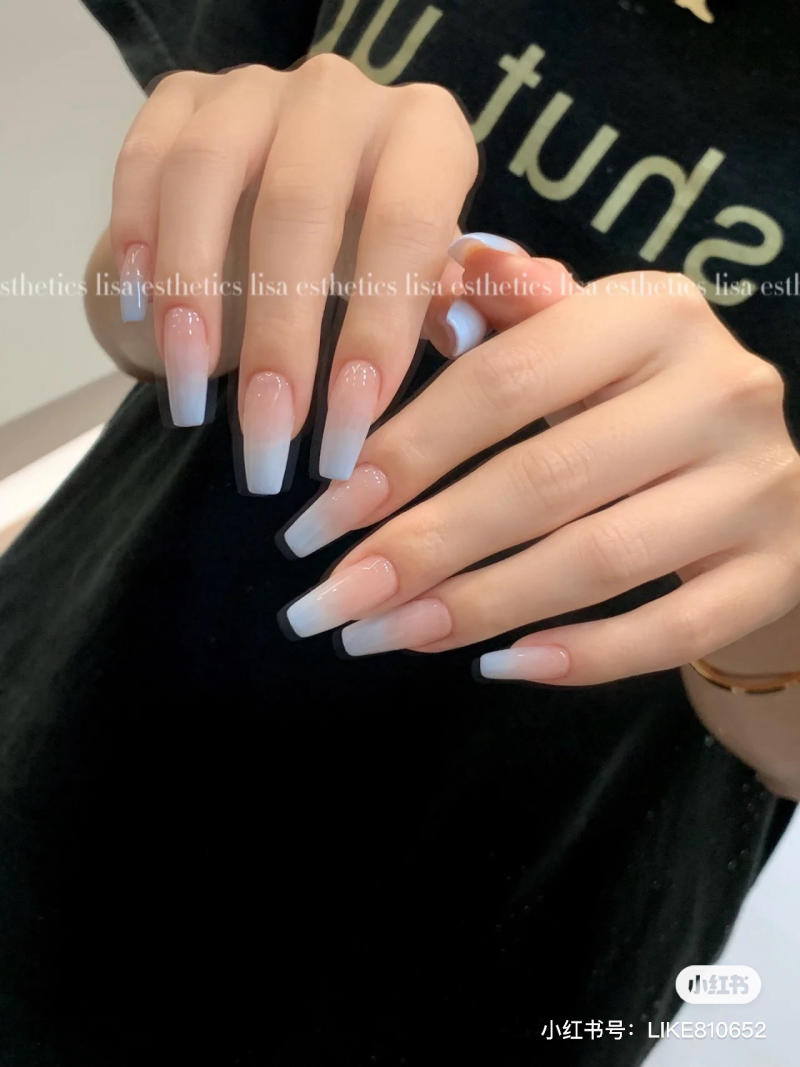 nail blue color dương nhạt