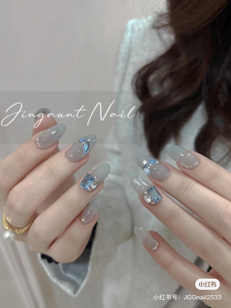 nail blue color dương nhạt