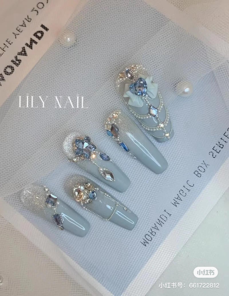 nail blue color dương nhạt