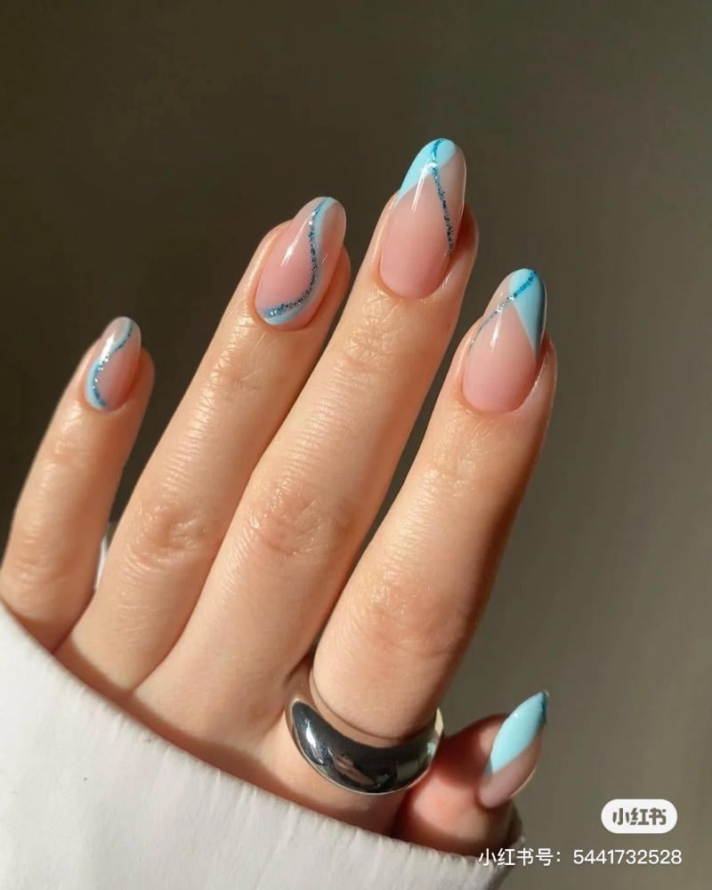 nail blue color dương nhạt