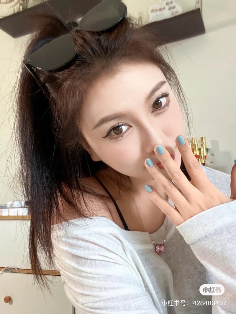 nail blue color dương nhạt