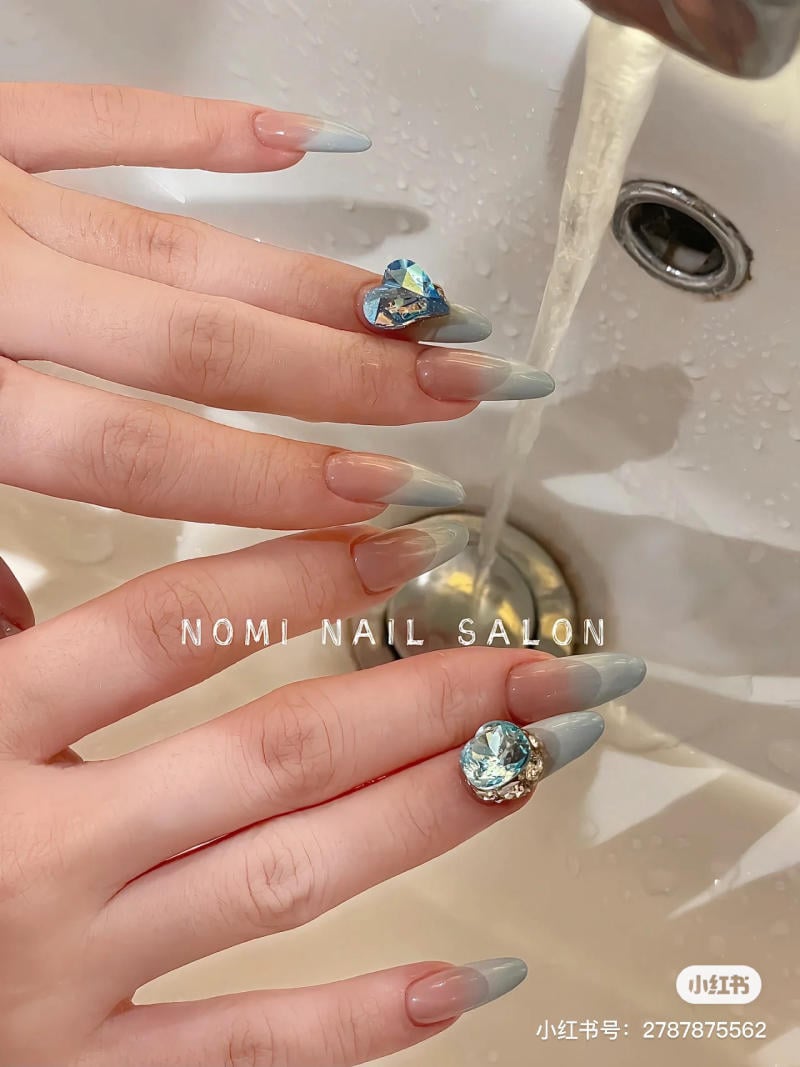 nail blue color dương nhạt