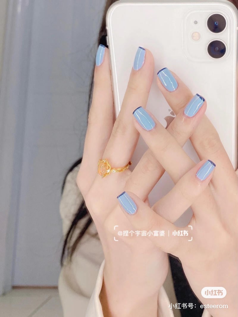 nail blue color dương nhạt