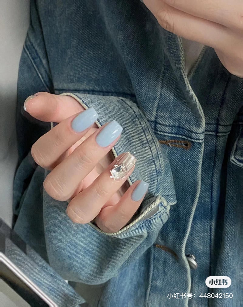 nail blue color dương nhạt