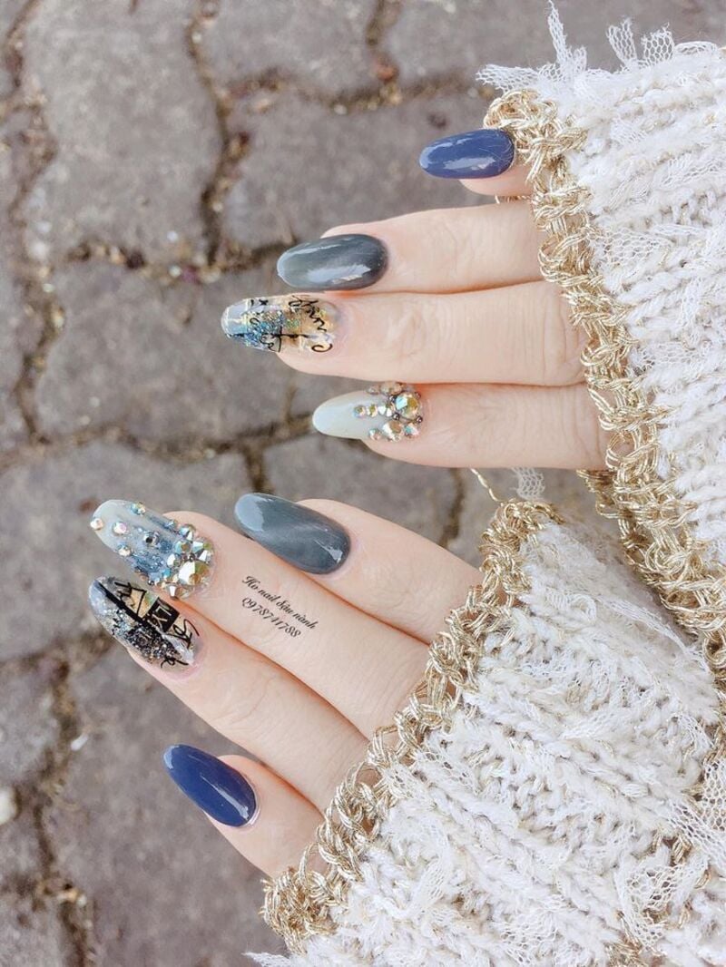 nail blue color dương nhạt