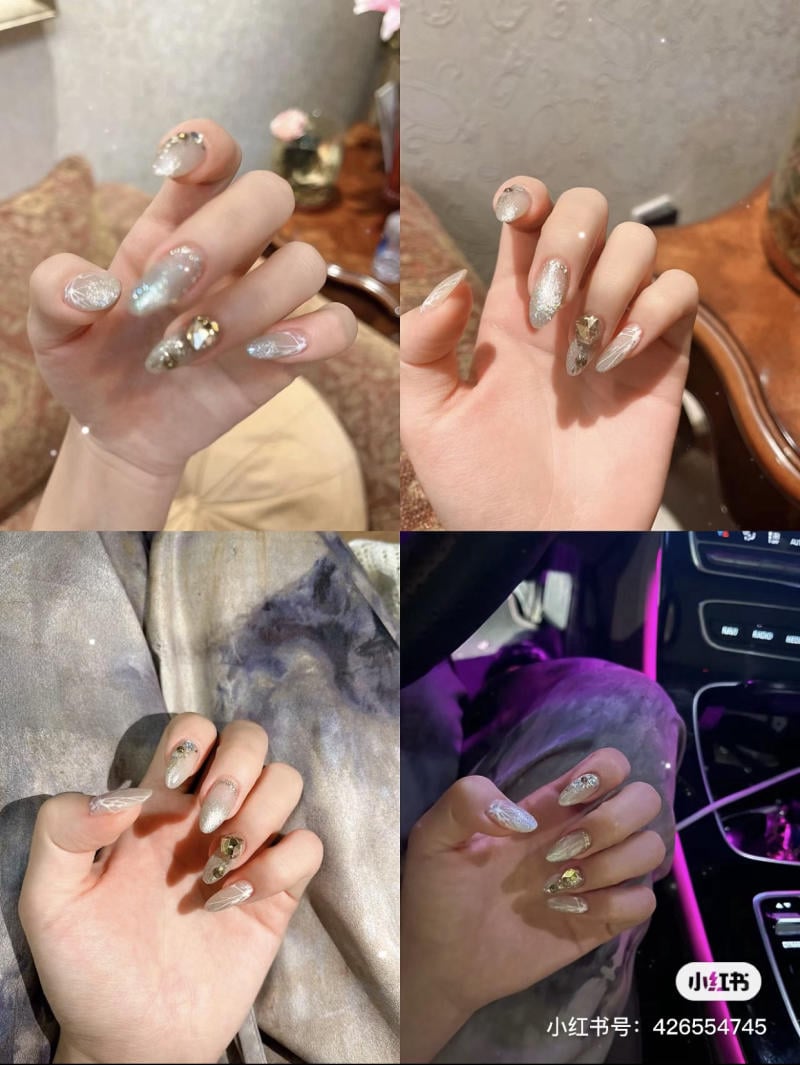 mẫu nail móng nhọn dài