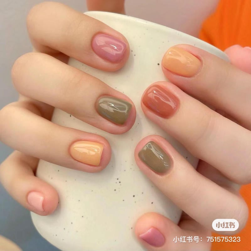 mẫu nail sơn thạch hồng