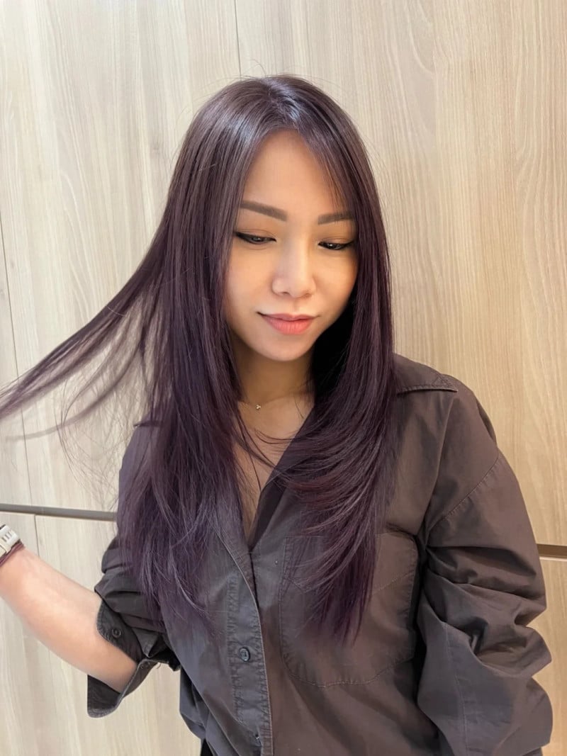 nhuộm tóc màu nâu tím