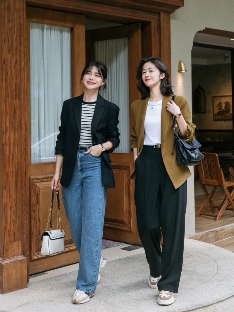 kiểu áo mặc bên trong áo vest nữ