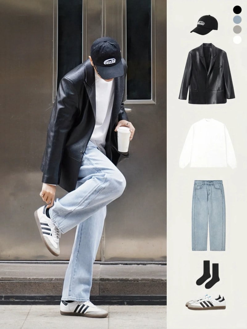 cách phối áo vest nam với áo thun
